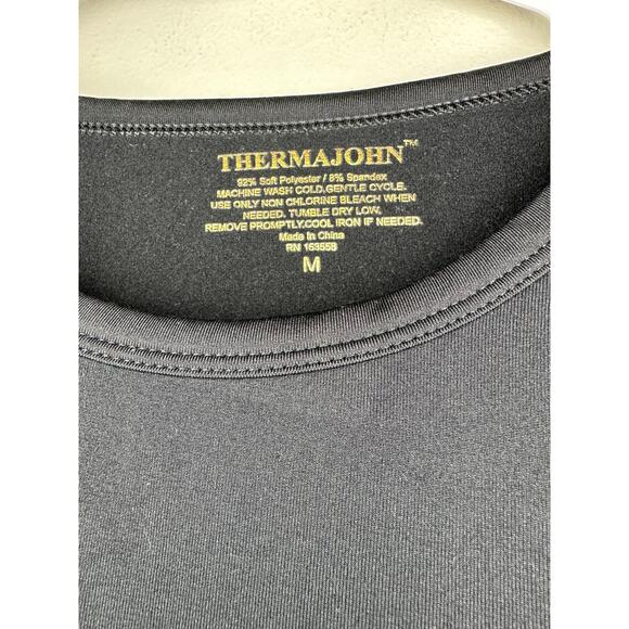 Thermajohn Men's Medium Black Crew Thermal Set Ultrasoft Fleece Top Pants Base - Picture 7 of 15